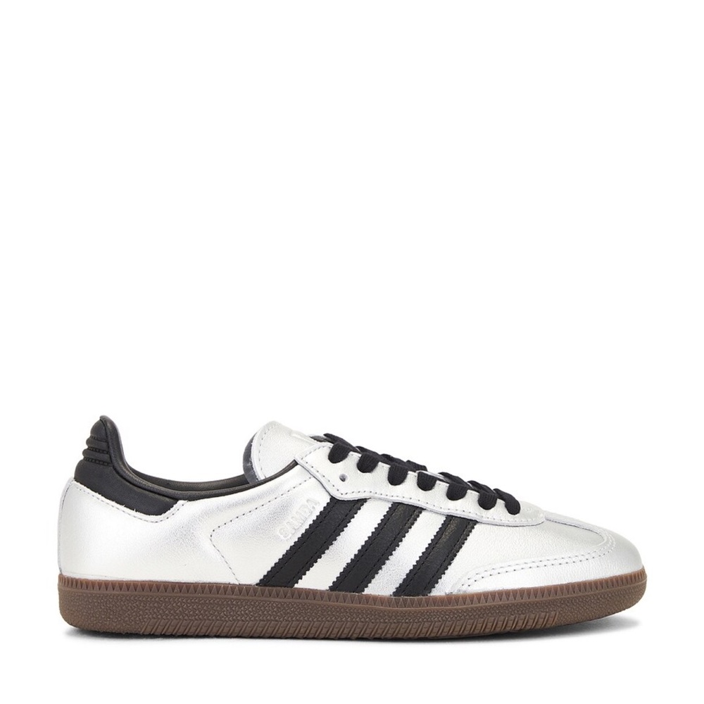 Adidas Silver and Black Striped Sneakers